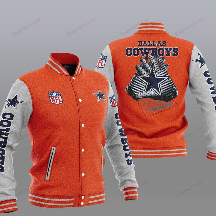 Dallas Cowboys Orange Grey 2 Hand - AOP Varsity Jacket - All-Over-Printed Jacket