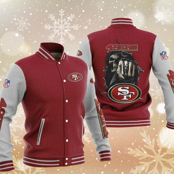 San Francisco 49ers Skull Boxing Red Grey - AOP Varsity Jacket - All-Over-Printed Jacket