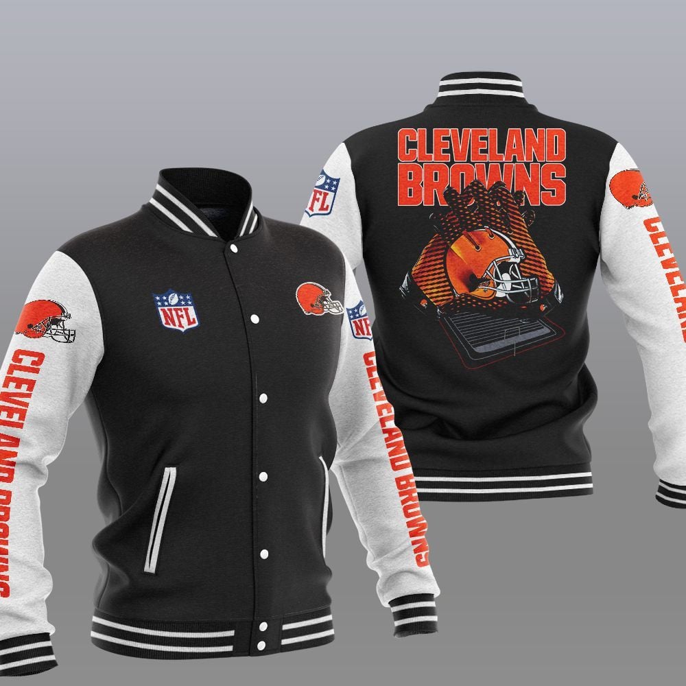 Cleveland Browns White Brown - AOP Varsity Jacket - All-Over-Printed Jacket