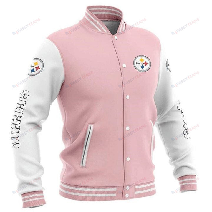 Pittsburgh Steelers Pink White - AOP Varsity Jacket - All-Over-Printed Jacket