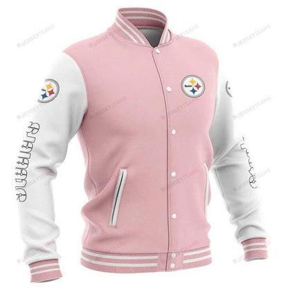 Pittsburgh Steelers Pink White - AOP Varsity Jacket - All-Over-Printed Jacket