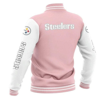 Pittsburgh Steelers Pink White - AOP Varsity Jacket - All-Over-Printed Jacket