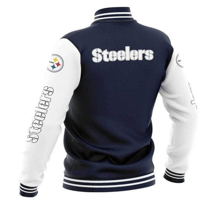 Pittsburgh Steelers Dark Blue White - AOP Varsity Jacket - All-Over-Printed Jacket