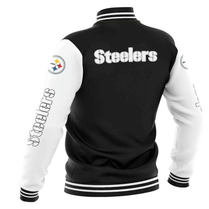 Pittsburgh Steelers Black White - AOP Varsity Jacket - All-Over-Printed Jacket