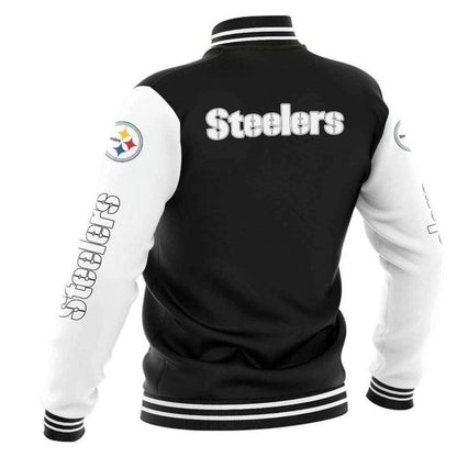 Pittsburgh Steelers Black White - AOP Varsity Jacket - All-Over-Printed Jacket