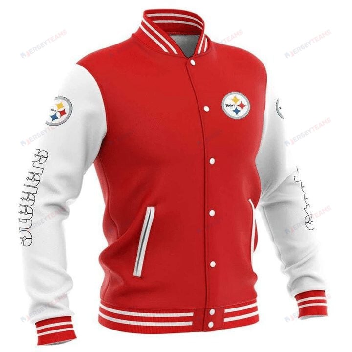 Pittsburgh Steelers Red White - AOP Varsity Jacket - All-Over-Printed Jacket