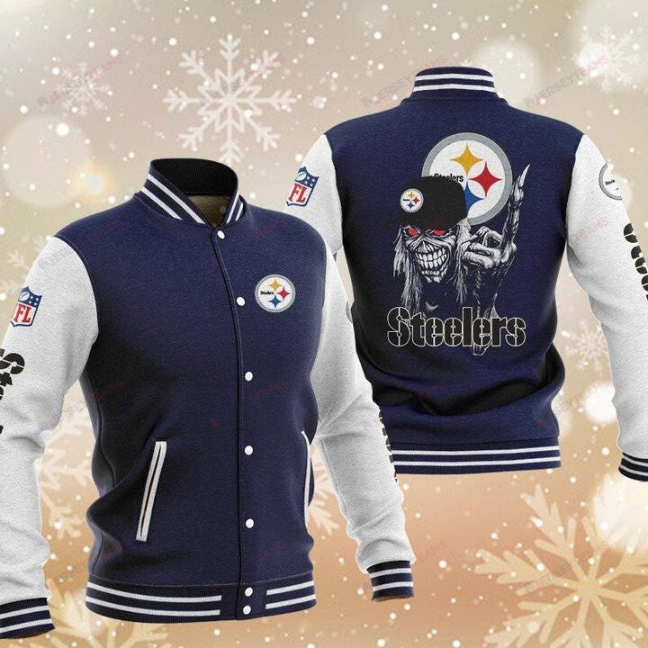 Pittsburgh Steelers Maiden Dark Blue - AOP Varsity Jacket - All-Over-Printed Jacket