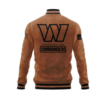Washington Commanders 2023 Salute To Service Club Baseball Jacket Varsity Jacket - Brown - All-Over-Printed Jacket