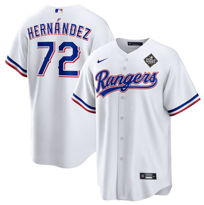 Jonathan Hernández 72 Texas Rangers 2023 World Series Stitched Baseball Jersey - White
