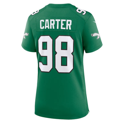 Jalen Carter 98 Philadelphia Eagles Women Alternate Game Jersey - Kelly Green