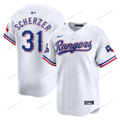 Max Scherzer 31 Texas Rangers Home 2023 World Series Champions Limited Men Jersey - White