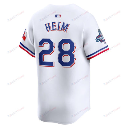 Jonah Heim 28 Texas Rangers Home 2023 World Series Champions Limited Men Jersey - White