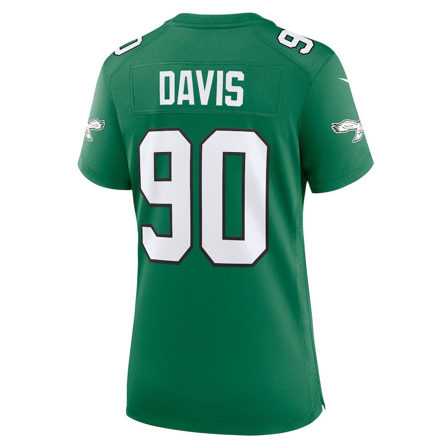 Jordan Davis 90 Philadelphia Eagles Women Alternate Game Jersey - Kelly Green