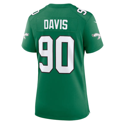 Jordan Davis 90 Philadelphia Eagles Women Alternate Game Jersey - Kelly Green