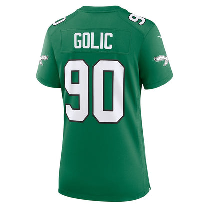 Mike Golic 90 Philadelphia Eagles Women Alternate Game Jersey - Kelly Green