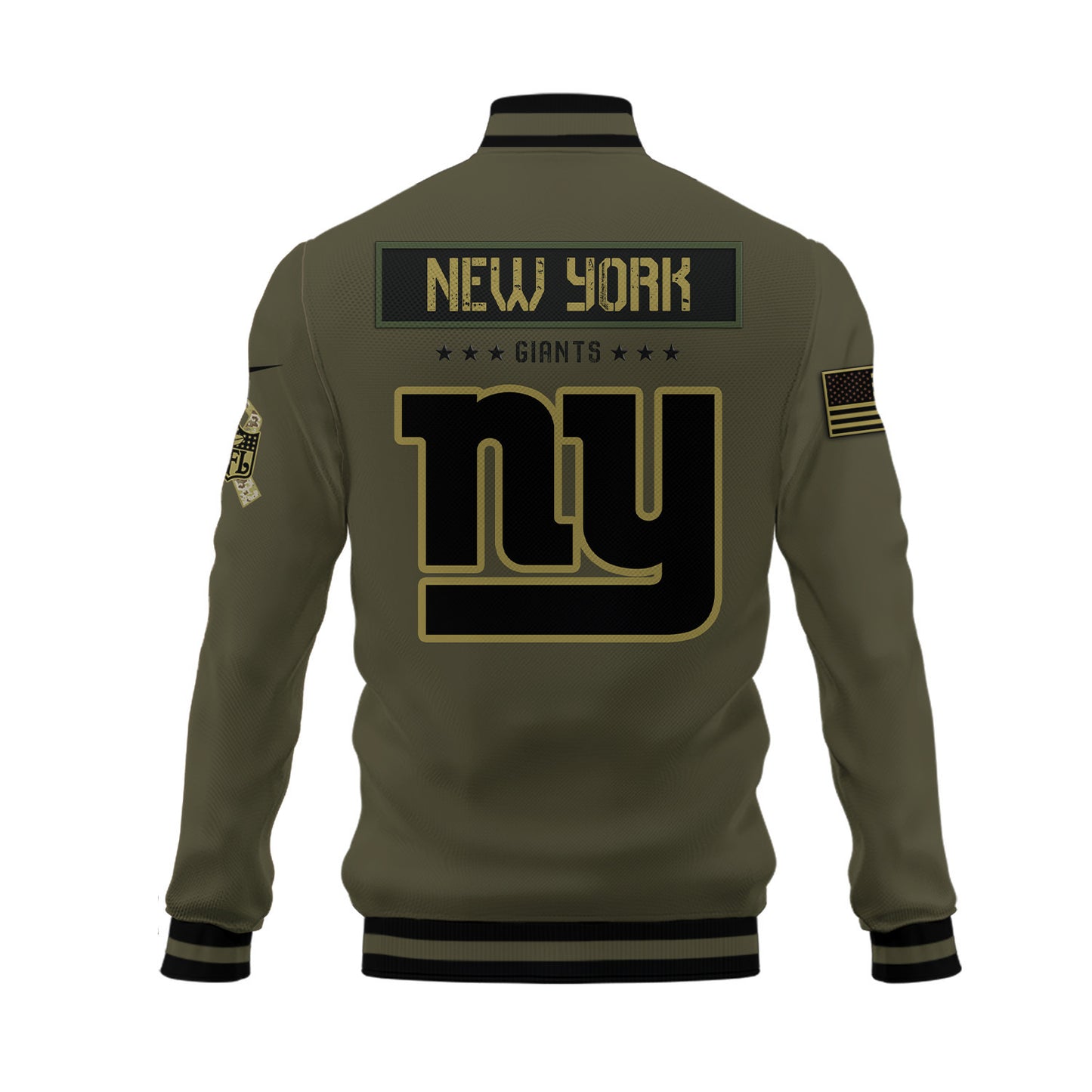 New York Giants 2023 Salute To Service Club Baseball Jacket Varsity Jacket - Green - All-Over-Printed Jacket