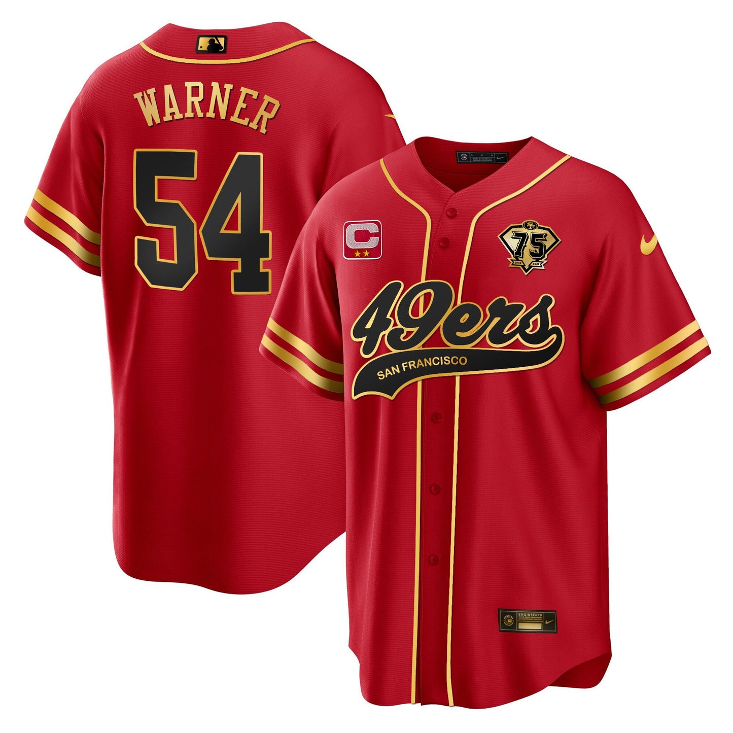 Fred Warner 54 San Francisco 49ers Baseball Men Jersey - Black Red