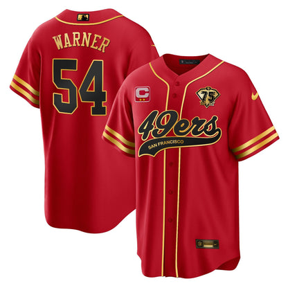 Fred Warner 54 San Francisco 49ers Baseball Men Jersey - Black Red
