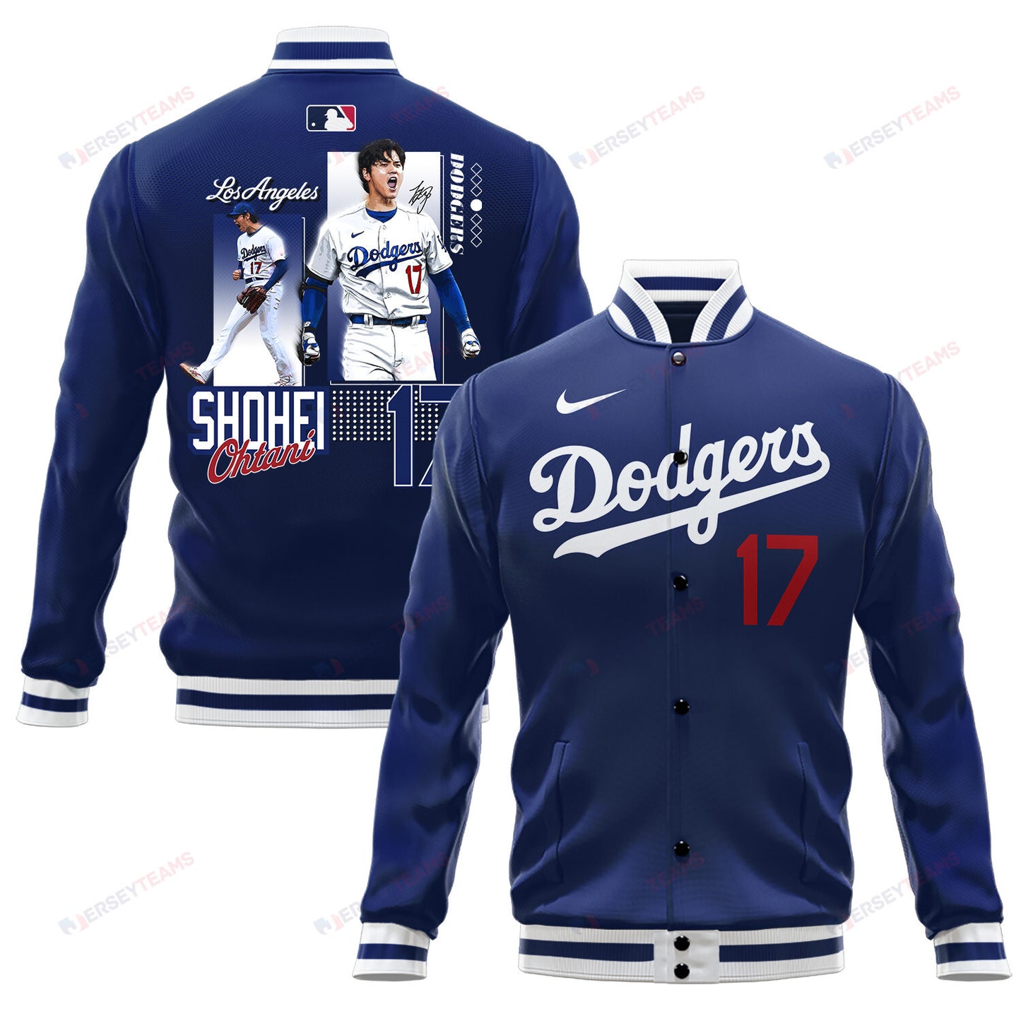Shohei Ohtani 17 Los Angeles Dodgers Signed Sho King 2023 Road Baseball Jacket - Royal - All-Over-Printed Jacket