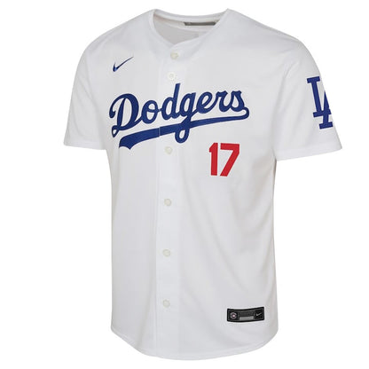 Shohei Ohtani 17 Los Angeles Dodgers Signed Name 2023 Youth Home Jersey - White