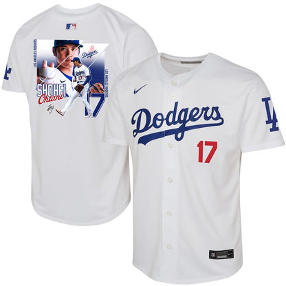 Shohei Ohtani 17 Los Angeles Dodgers Signed Greatest Sho On Earth 2023 Youth Home Jersey - White