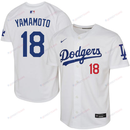 Yoshinobu Yamamoto 18 Los Angeles Dodgers YOUTH Home Jersey - White