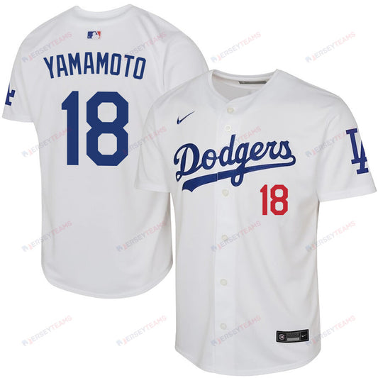 Yoshinobu Yamamoto 18 Los Angeles Dodgers YOUTH Home Jersey - White