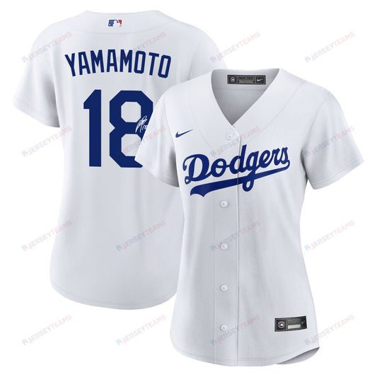Yoshinobu Yamamoto 18 Signed Los Angeles Dodgers Home Women Jersey - White