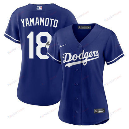 Yoshinobu Yamamoto 18 Signed Los Angeles Dodgers Alternate Women Jersey - Royal