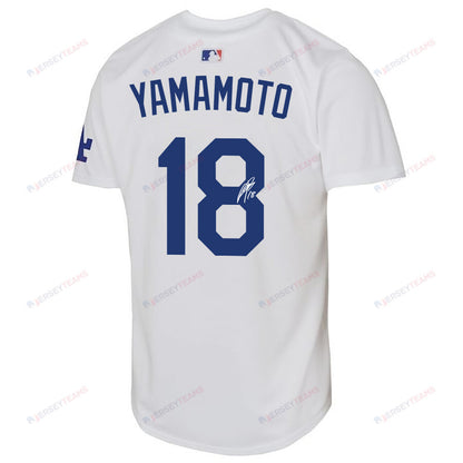 Yoshinobu Yamamoto 18 Signed Los Angeles Dodgers YOUTH Home Jersey - White
