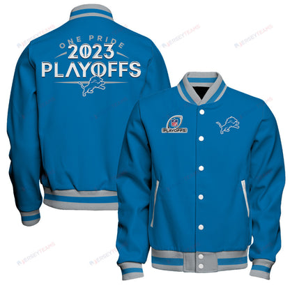 Detroit Lions One Pride 2023 NFL Playoffs Baseball Jacket - Blue - All-Over-Printed Jacket