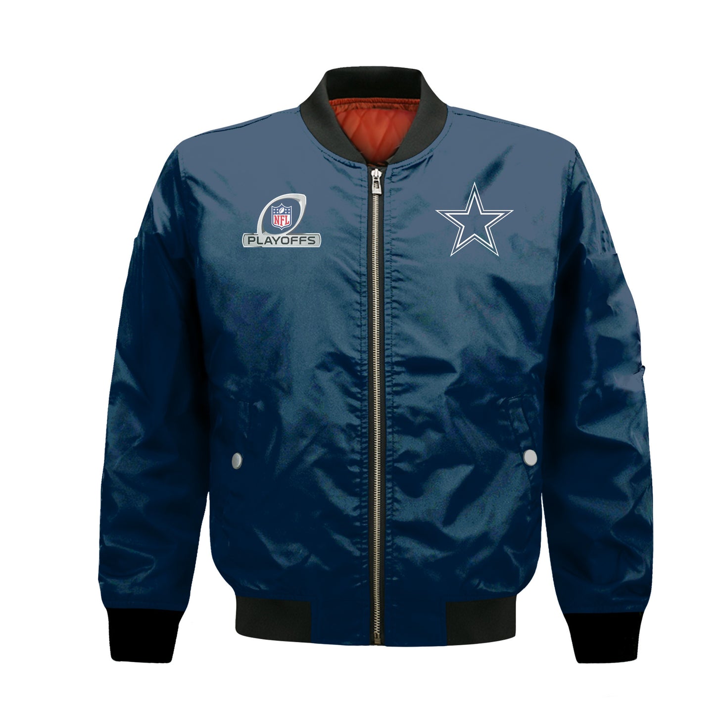 Dallas Cowboys 2023 NFL Playoffs Iconic Baseball Jacket - Navy - All-Over-Printed Jacket