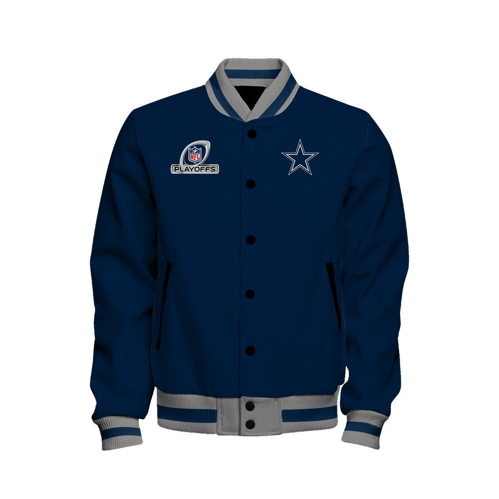 Dallas Cowboys America's Team 2023 NFL Playoffs Baseball Jacket - Navy - All-Over-Printed Jacket