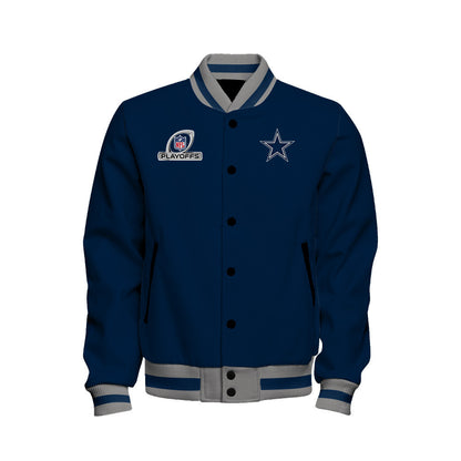 Dallas Cowboys America's Team 2023 NFL Playoffs Baseball Jacket - Navy - All-Over-Printed Jacket