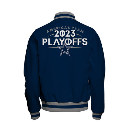Dallas Cowboys America's Team 2023 NFL Playoffs Baseball Jacket - Navy - All-Over-Printed Jacket