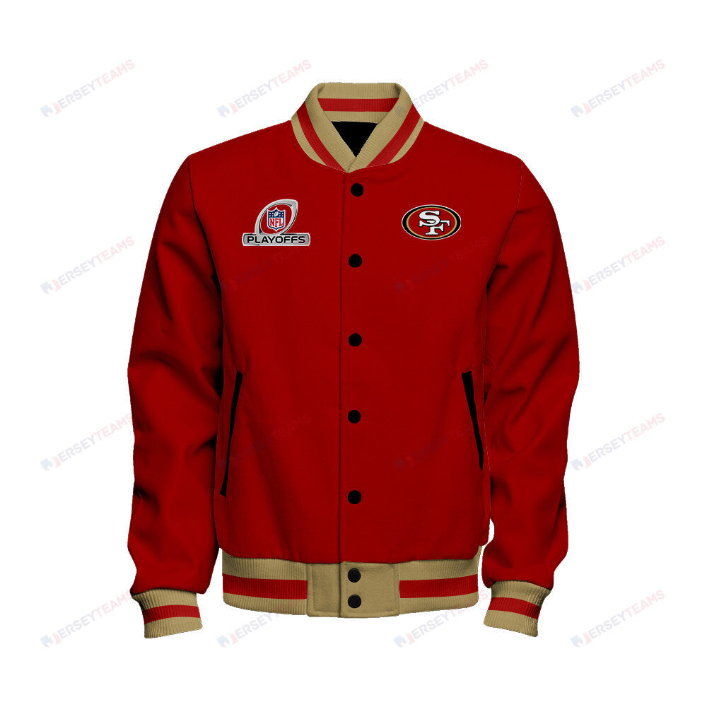 San Francisco 49ers 2023 NFC West Division Champions Conquer Baseball Jacket - Scarlet - All-Over-Printed Jacket