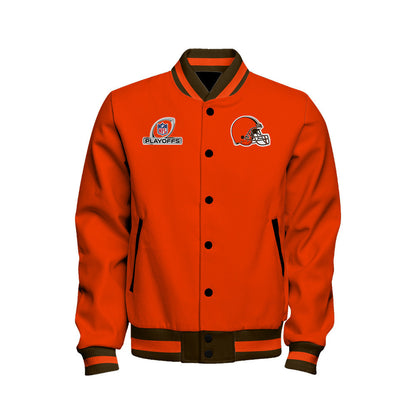 Cleveland Browns Dawg Pound 2023 NFL Playoffs Baseball Jacket - Orange - All-Over-Printed Jacket