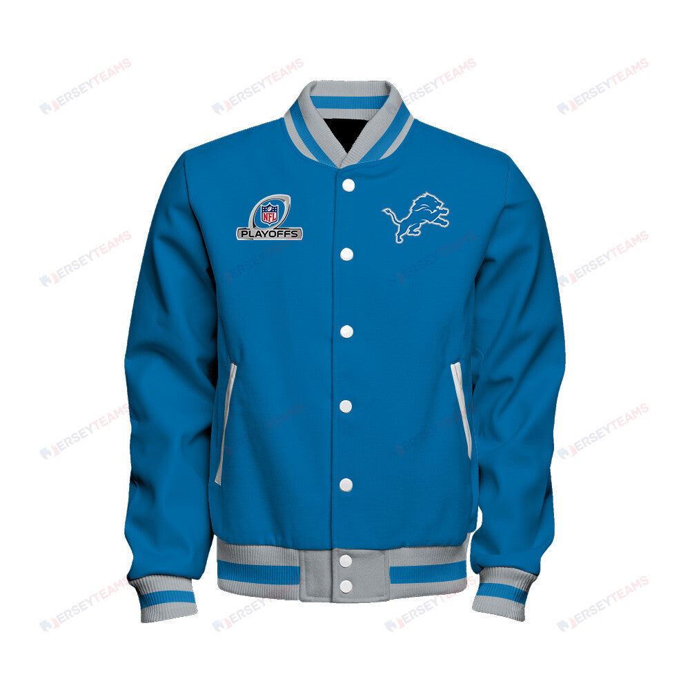 Detroit Lions 2023 NFC North Division Champions Locker Room Baseball Jacket - Blue - All-Over-Printed Jacket