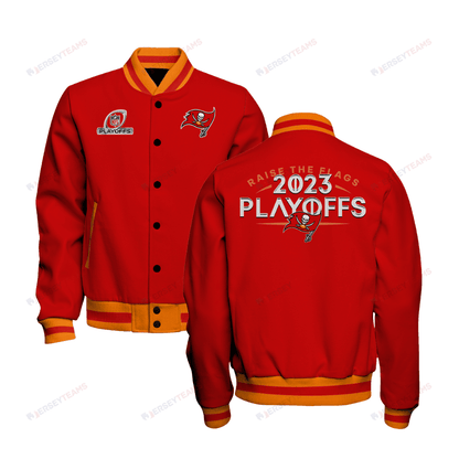 Tampa Bay Buccaneers Raise The Flags 2023 Playoffs Baseball Jacket - Red - All-Over-Printed Jacket