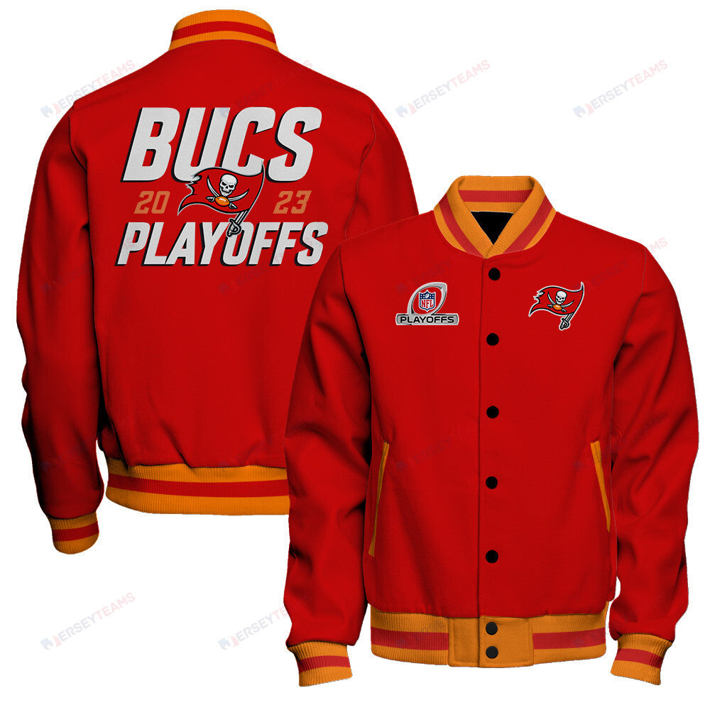Tampa Bay Buccaneers 2023 Playoffs Iconic Baseball Jacket - Red - All-Over-Printed Jacket