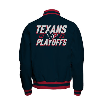 Houston Texans 2023 Playoffs Iconic Baseball Jacket - Navy - All-Over-Printed Jacket