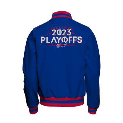 Buffalo Bills Billieve 2023 Playoffs Baseball Jacket - Royal - All-Over-Printed Jacket