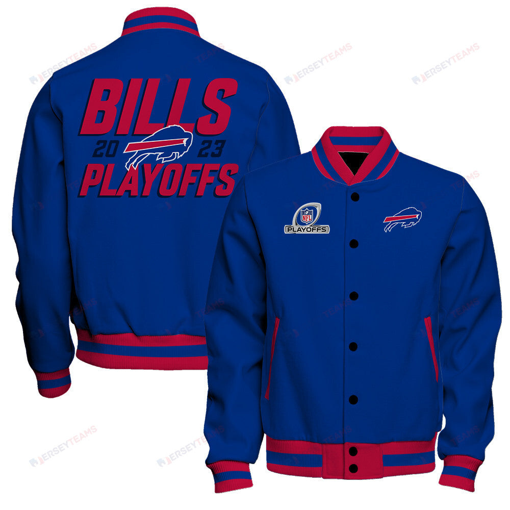 Buffalo Bills 2023 Playoffs Iconic Baseball Jacket - Royal - All-Over-Printed Jacket