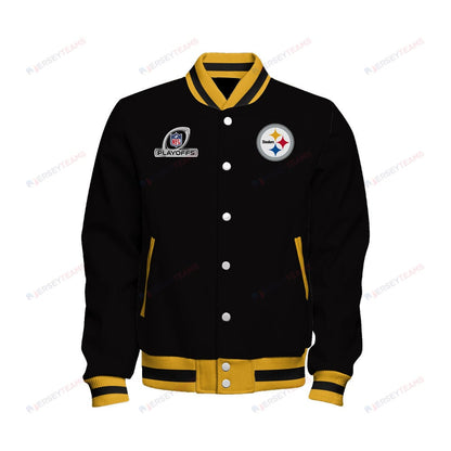 Pittsburgh Steelers 2023 Playoffs Iconic Baseball Jacket - Black - All-Over-Printed Jacket
