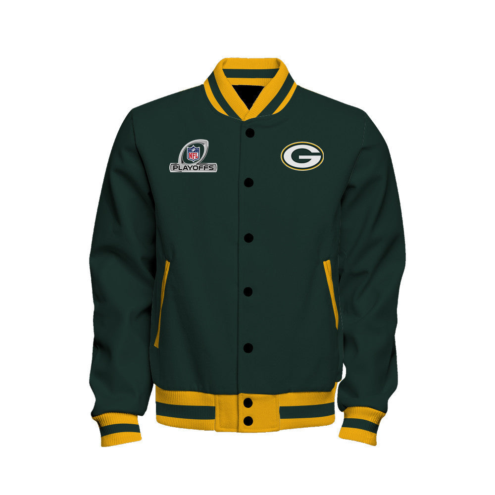 Green Bay Packers 2023 Playoffs Iconic Baseball Jacket - Green - All-Over-Printed Jacket