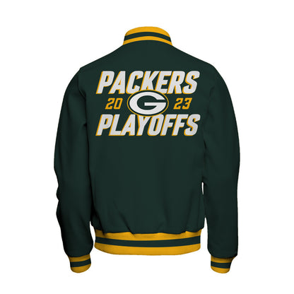 Green Bay Packers 2023 Playoffs Iconic Baseball Jacket - Green - All-Over-Printed Jacket