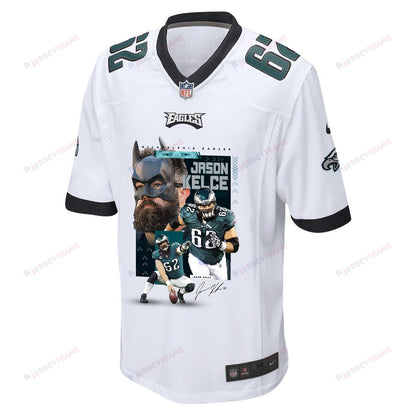 Jason Kelce 62 Philadelphia Eagles The Fat Bat Game Men Jersey - White