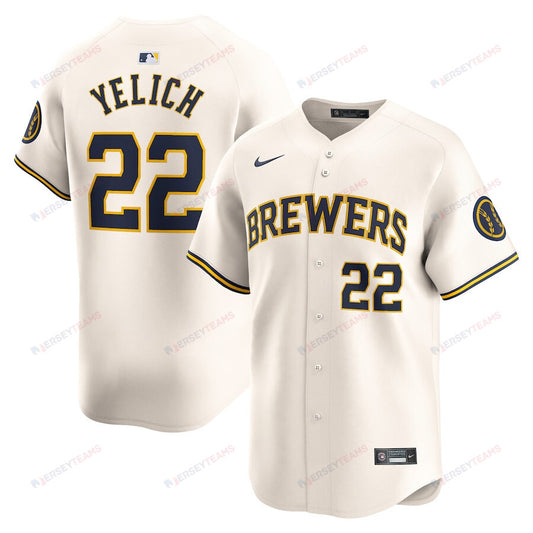 Christian Yelich 22 Milwaukee Brewers Home Limited Player Men Jersey - Cream