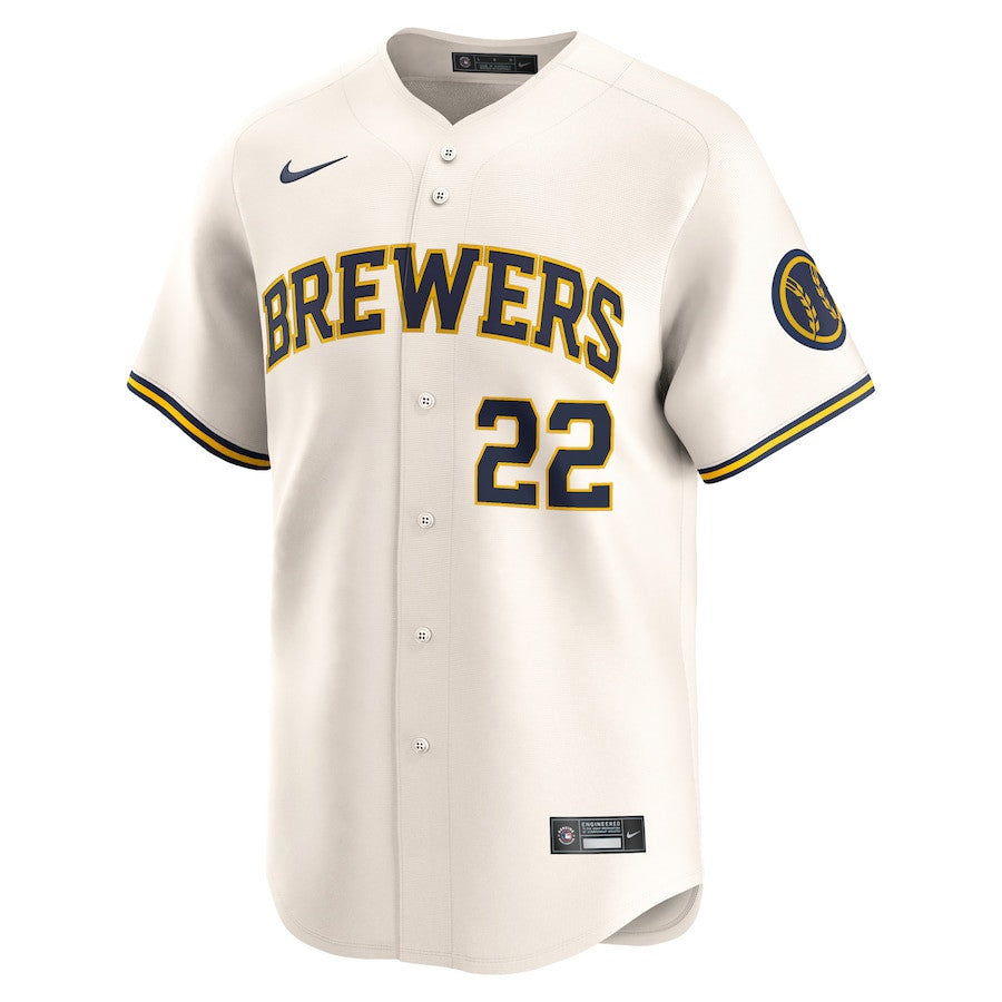 Christian Yelich 22 Milwaukee Brewers Home Limited Player Men Jersey - Cream