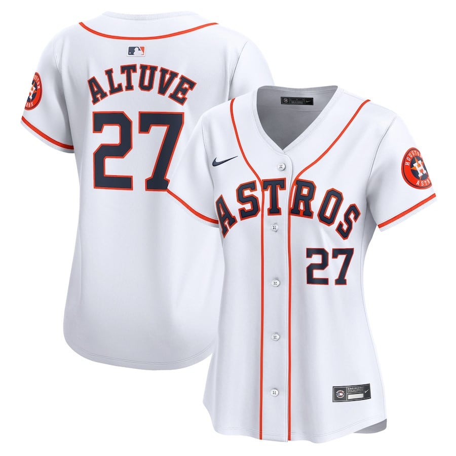 Jose Altuve 27 Houston Astros Women's Home Limited Player Jersey - White